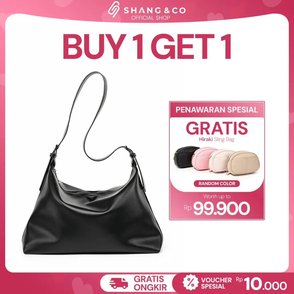 SHANGNCO Bundle Tas Wanita Cosmo Totebag Kuliah Korean Style + Tas Selempang Wanita Hiraki Sling Bag