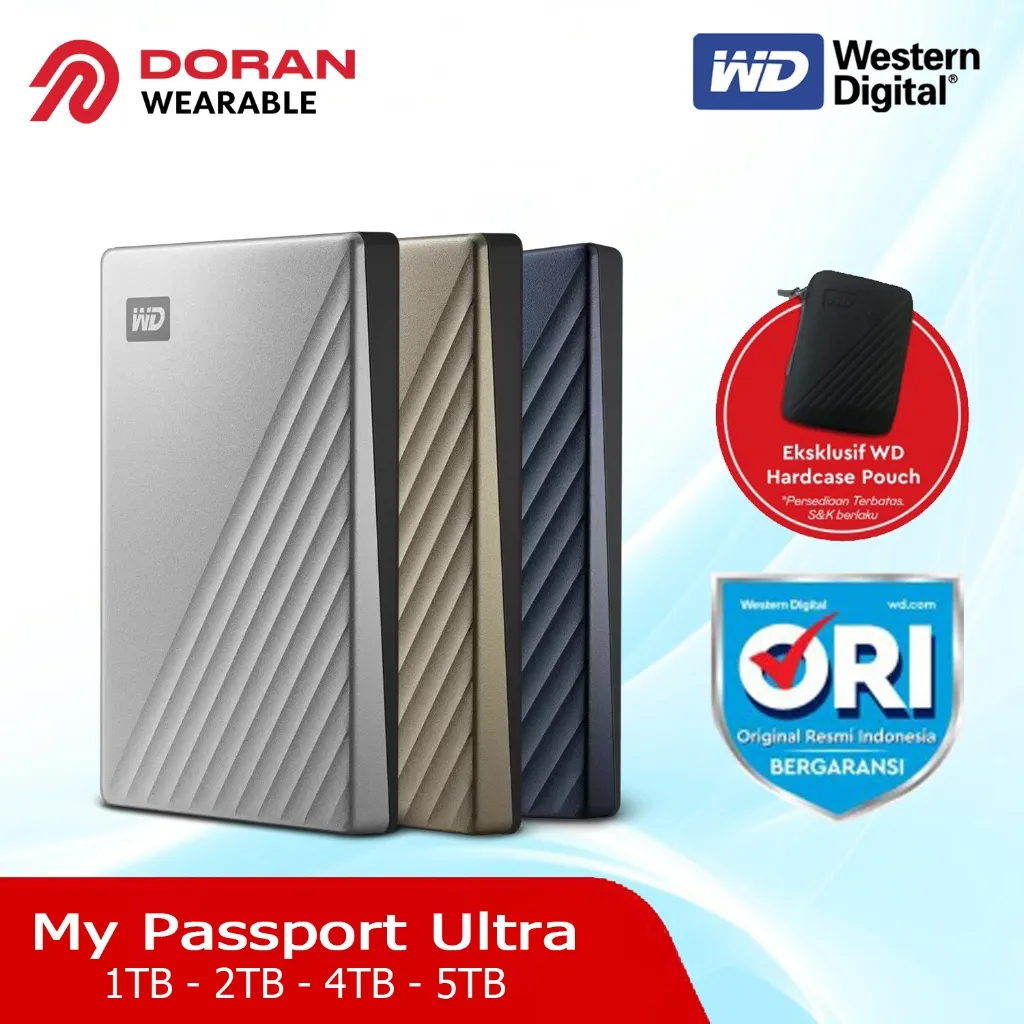 WD My Passport Ultra 1TB | 2TB | 4TB | 5TB - HDD Hardisk Eksternal 2.5 inch