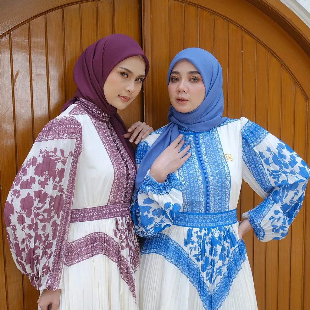 SHADES FLORA SET DRESS | Premium Chiffon Gamis Flower Motif