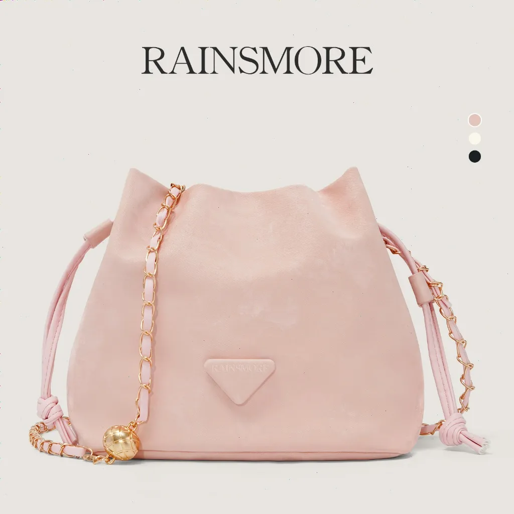 RAINSMORE Tas Mini Wanita – Model Baru, Kulit Lembut, Elegan & Unik, Tas Selempang Rantai, Tas Bahu & Bucket Bag