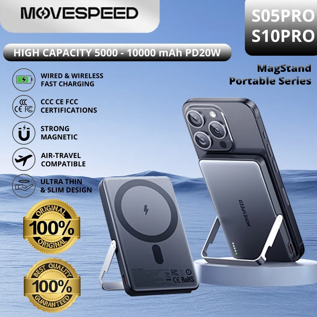 CCC Certification MOVESPEED S10Pro 10000mAh | S05Pro 5000 mAh Magnetic Power Bank Wireless Portable External Battery with Stand for MagSafe PowerBank