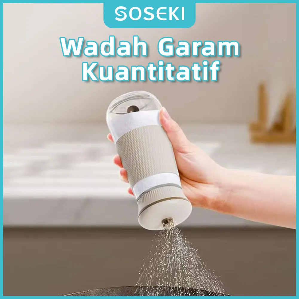 SOSEKI Tempat Garam Kaca / Toples Bumbu Dapur 300g / Wadah Bumbu Dapur