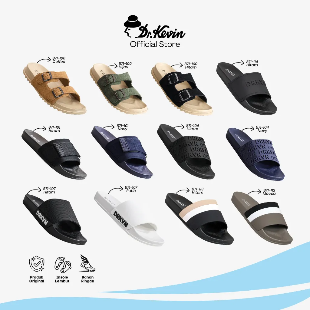 Dr. Kevin Sandal Selop Pria 871-100, 871-101, 871-104, 871-107, 871-113 & 871-114