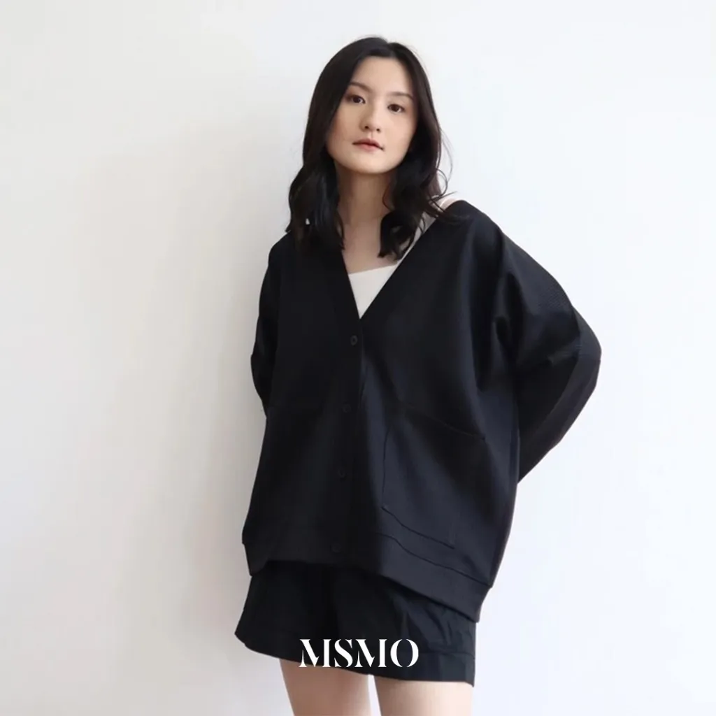 MSMO Reina Oversized Outer Cardigan Big Pocket Fit Panjang / Outer Wanita Panjang