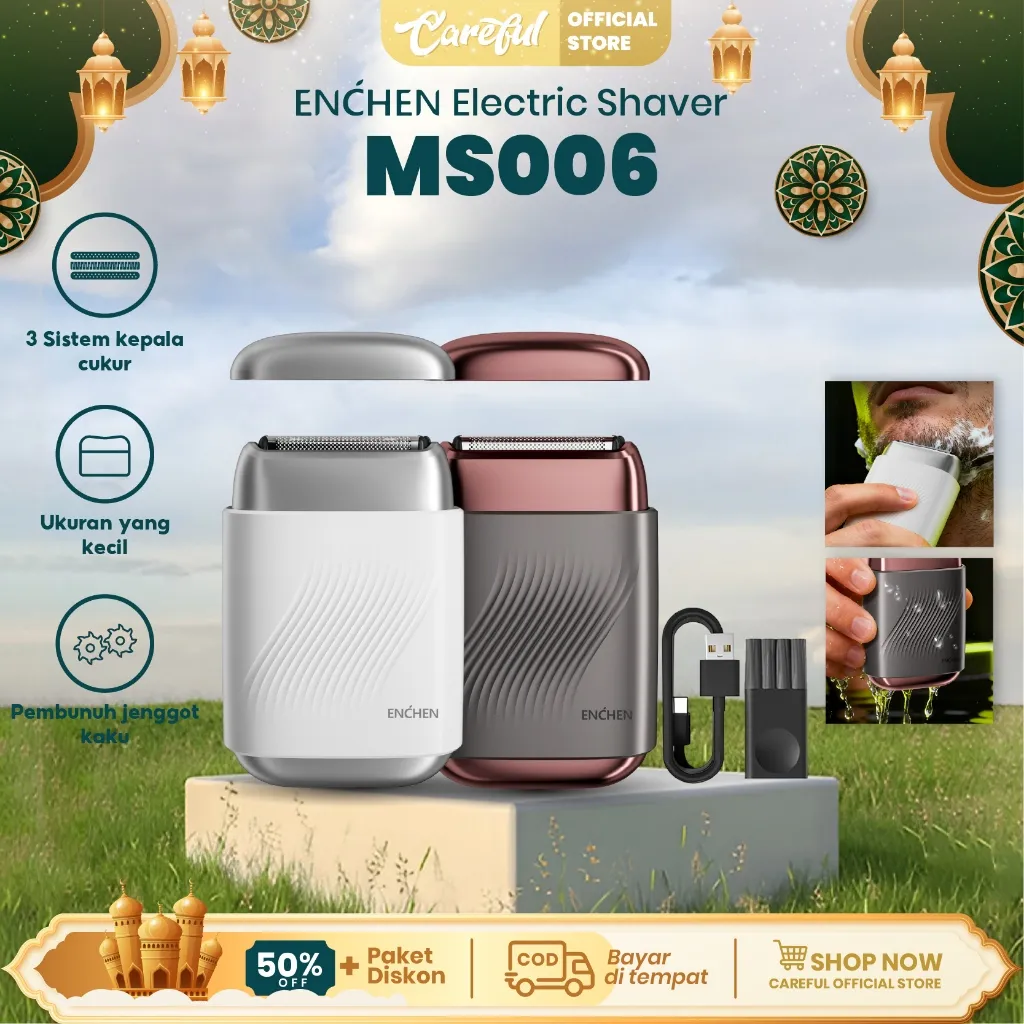 ENCHEN MS006 Pop-up Alat Cukur Elektrik Pencukur Jenggot Travel Waterproof Portable three Meshshaver