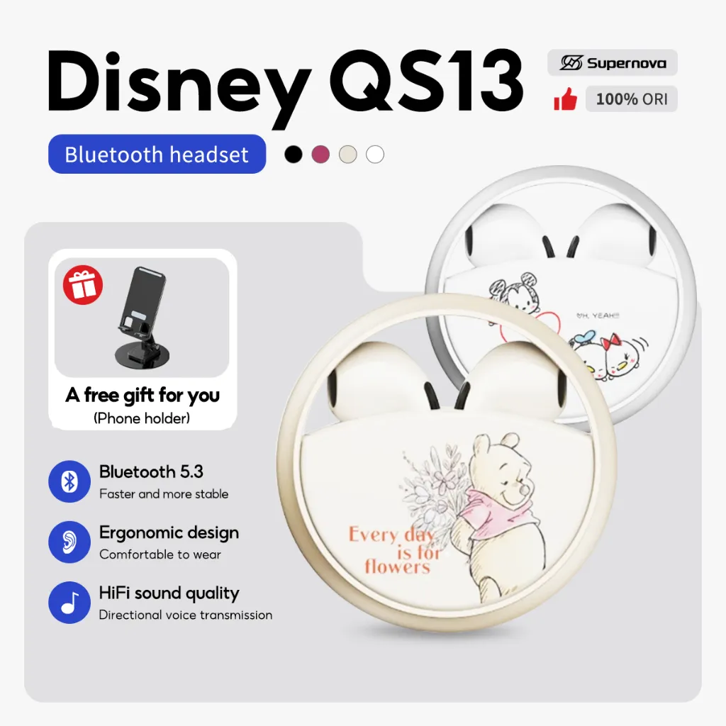 Supernova x Disney QS13 True Wireless TWS Earphone Mini Headset Bluetooth Earbuds Noise Cancelling
