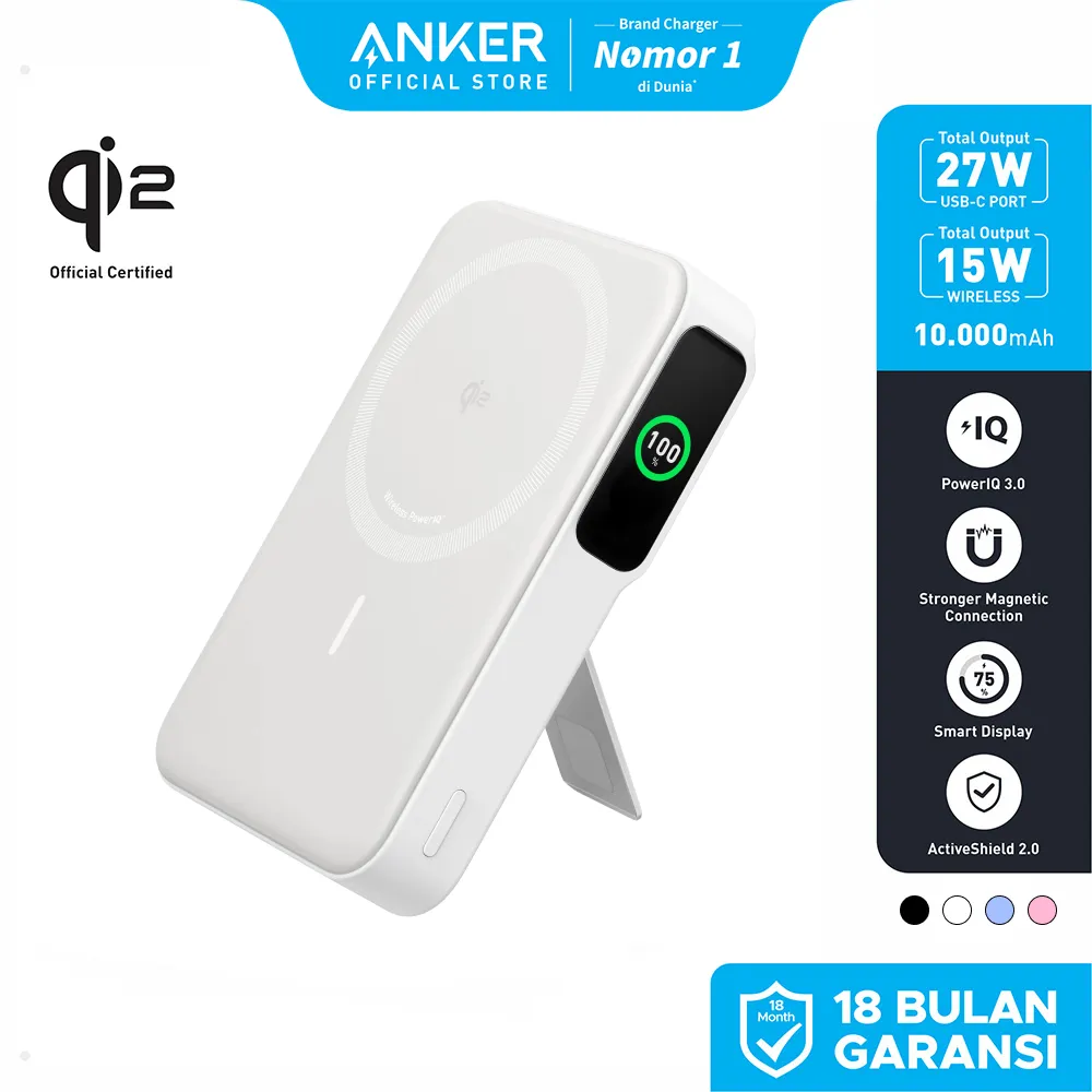 Powerbank Anker Maggo 10000 mAh Wireless MagSafe Magnetic Qi2 15W stand TYPE C PD - A1654