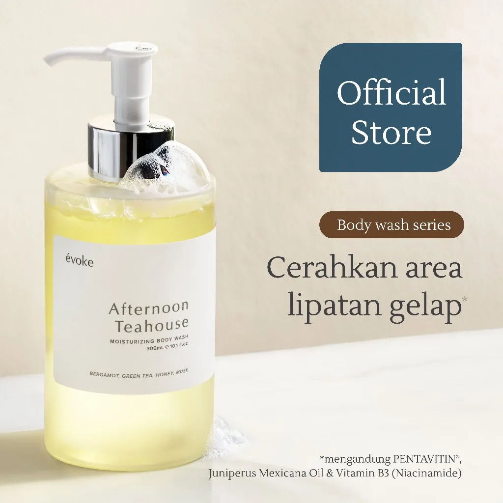 EVOKE Body Wash - Afternoon Teahouse | Sabun Mandi/Lipatan Gelap/Kulit Kering/Gatal/Luka Basah (300ml) READY STOCK