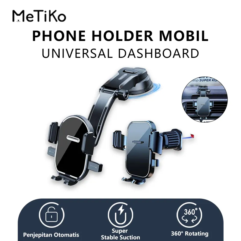 Metiko Car Phone Holder Dashboard Suction Cup  360 Degree Rotation Strong Suction Pad Fleksibel Gooseneck ARM Holder Handphone