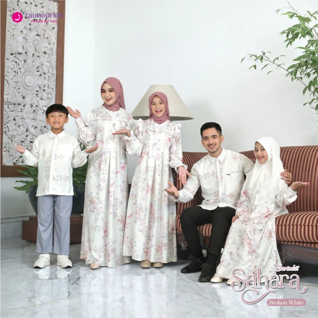 Raunapride Baju keluarga Sarimbit Sahara Broken white Couple Family Lebaran