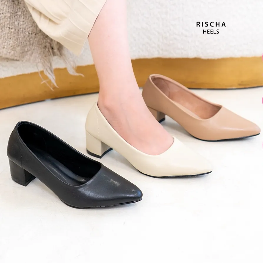 Bellashoesjkt Rischa Pantofel Hak 5cm Sepatu Kantor Heels Wanita