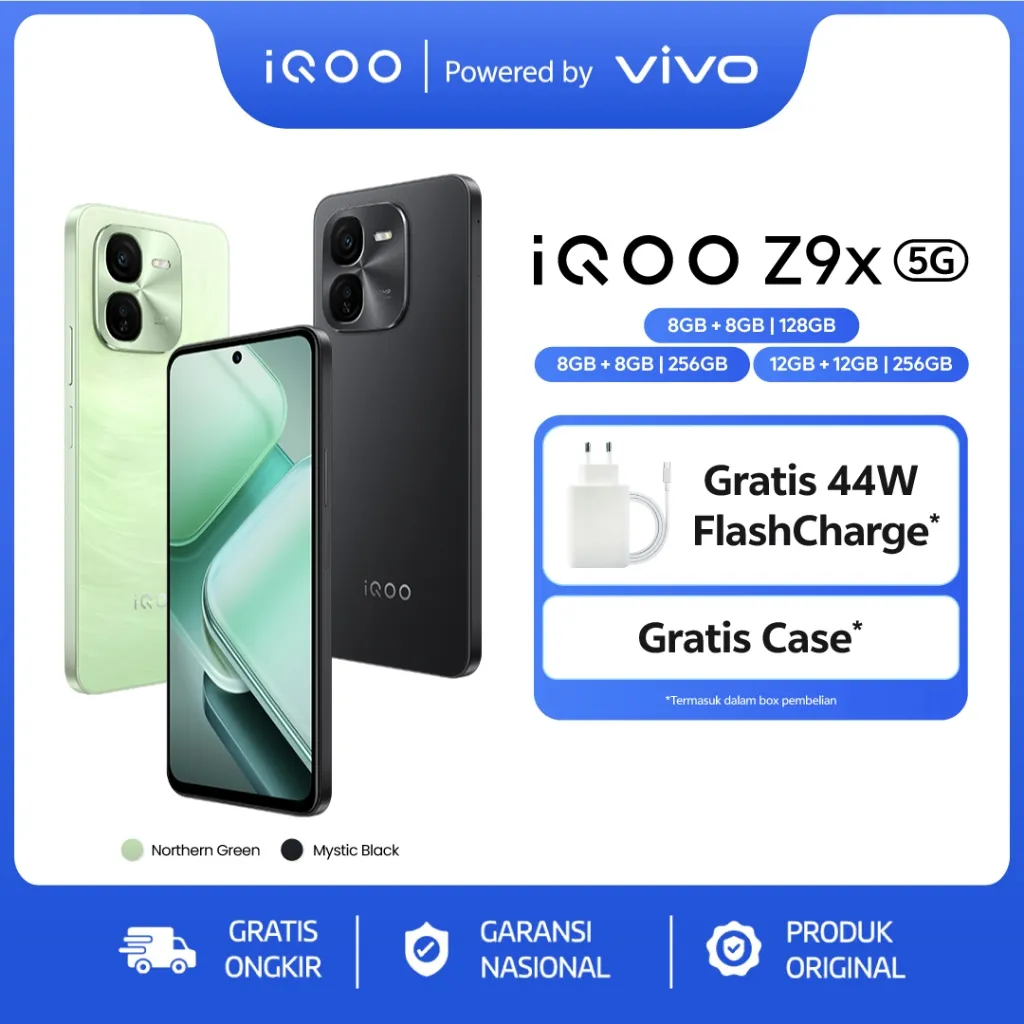 vivo iQOO Z9x (8/128) Snapdragon 6 Gen 1 4nm (ANTUTU 570,456+), 6000 mAH, 1000 nits 120hz eye-care display, Dual Stereo Speaker