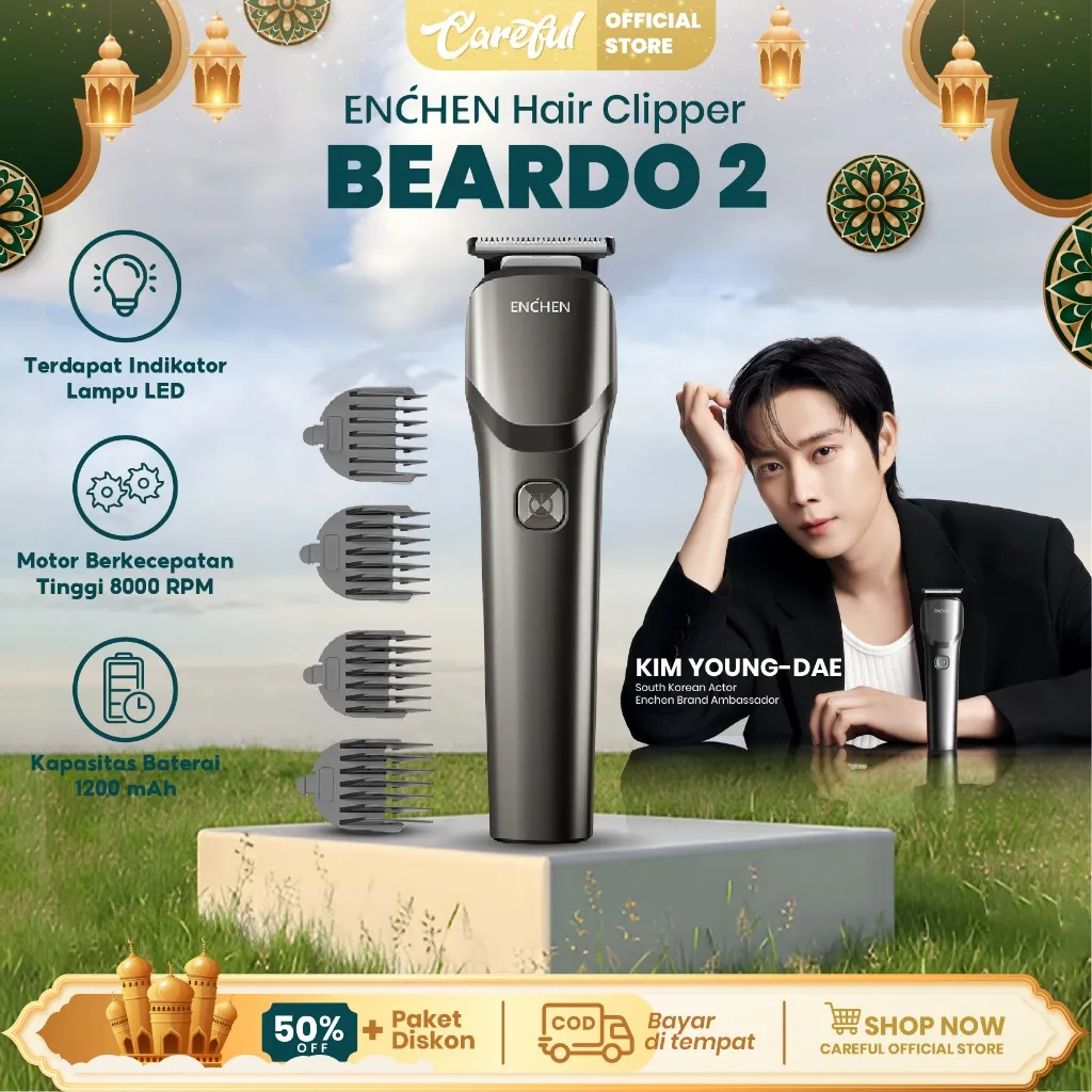 ENCHEN Beardo 2 Smart Trimmer Electric Shaver Type-C 1200mAh Alat Cukur Elektrik Rambut Jenggot