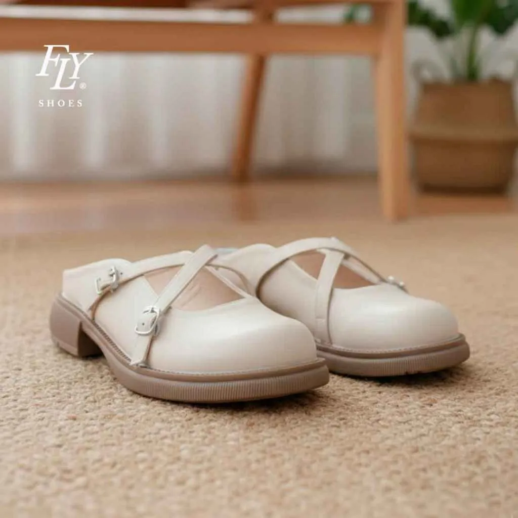 FLY SHOES  [NEW ARRIVAL] Febryn Sepatu Mules Wanita Slip on 5750 Ivory