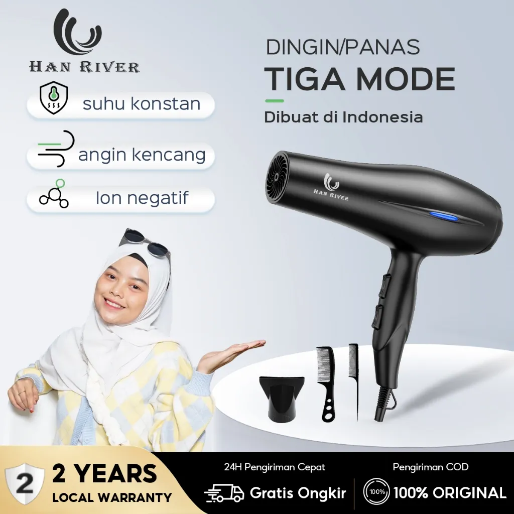 HAN RIVER HRHD01BK Hair dryer 800W Pengering Rambut Termurah Daya tinggi