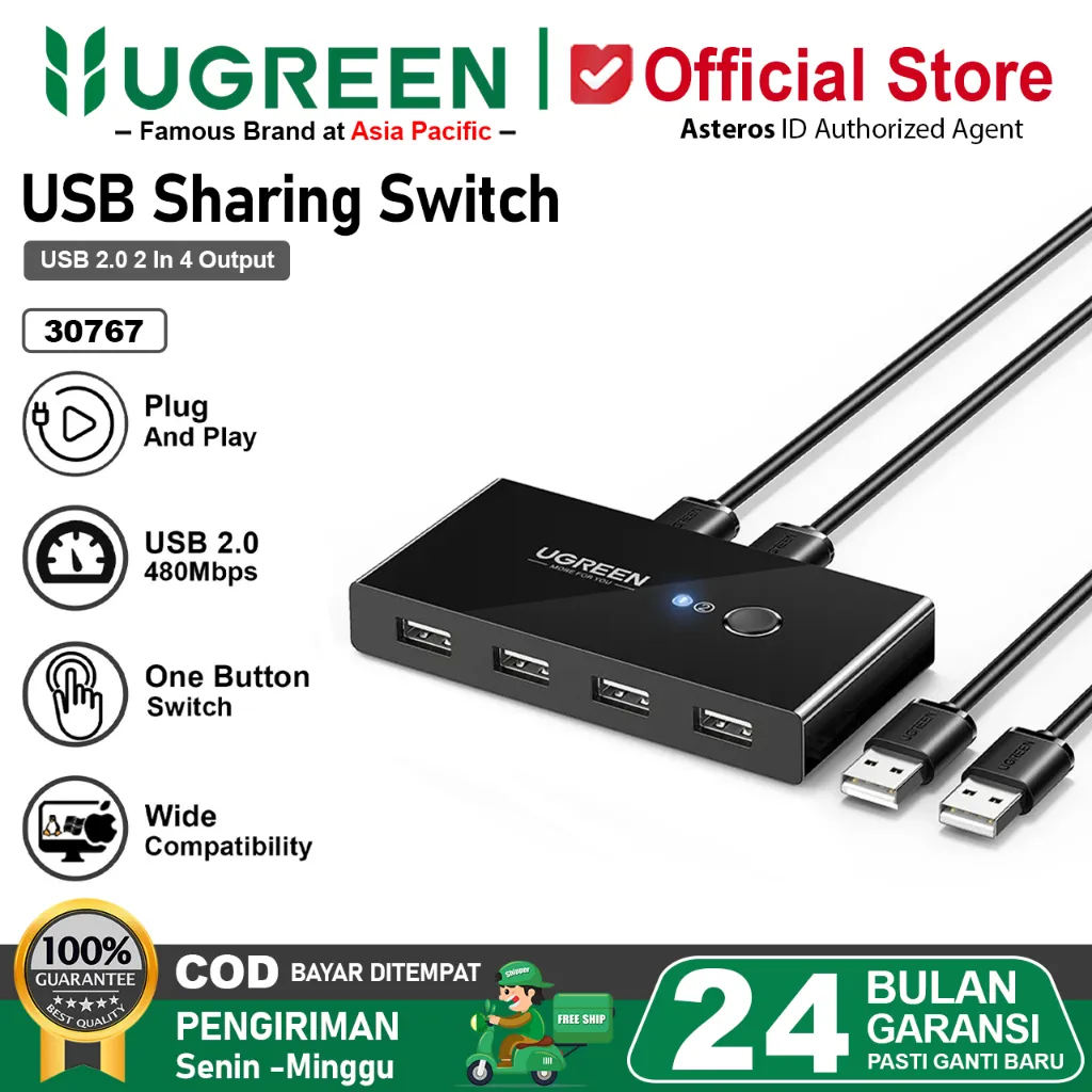 UGREEN Sharing Switch Box 2In 4Out USB 2.0 USB 3.0 For PC 5Gbps