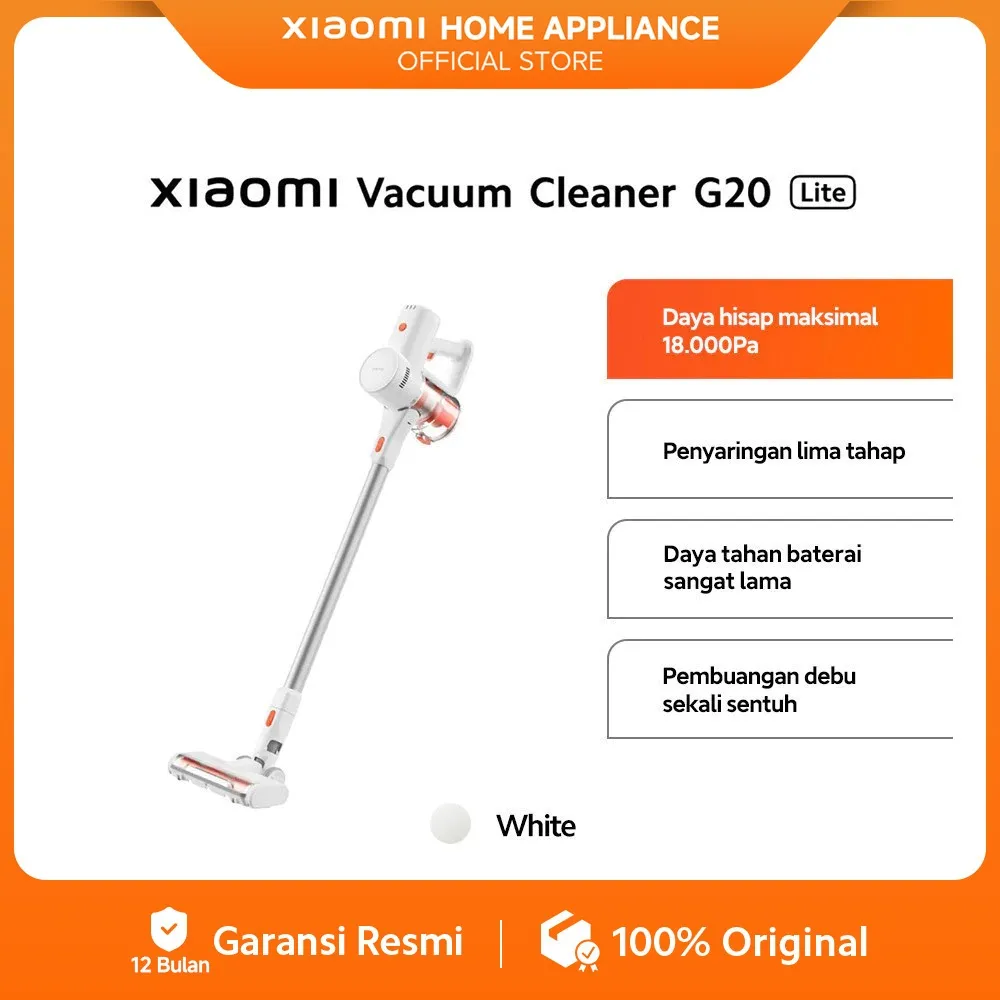 Xiaomi Vacuum Cleaner G20 Lite | Daya Hisap 18.000 Pa | Penyaringan 5 tahap | Daya baterai tahan lama | Pembersih debu [ Official Store ]