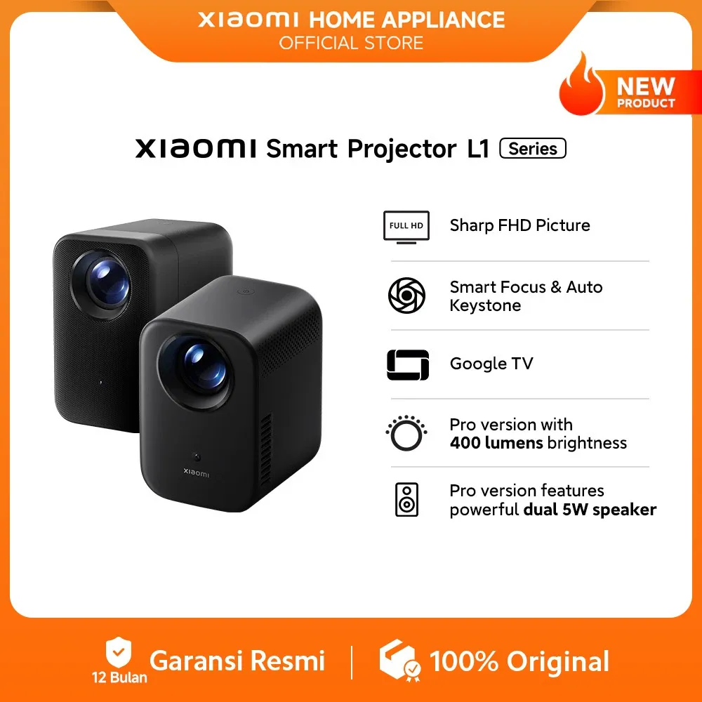 Xiaomi Smart Projector L1 Series | Sharp FHD Picture | Smart Focus & Auto Keystone | Google TV [Official Store]