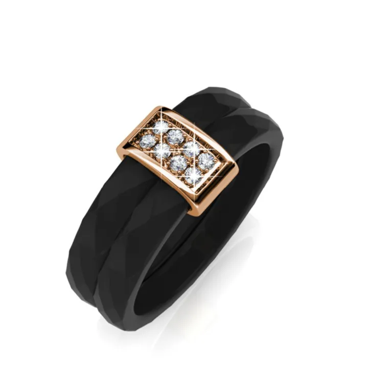 Dual Ceramic Ring - Cincin Crystal   kristal premium mewah berkilau by Her Jewellery