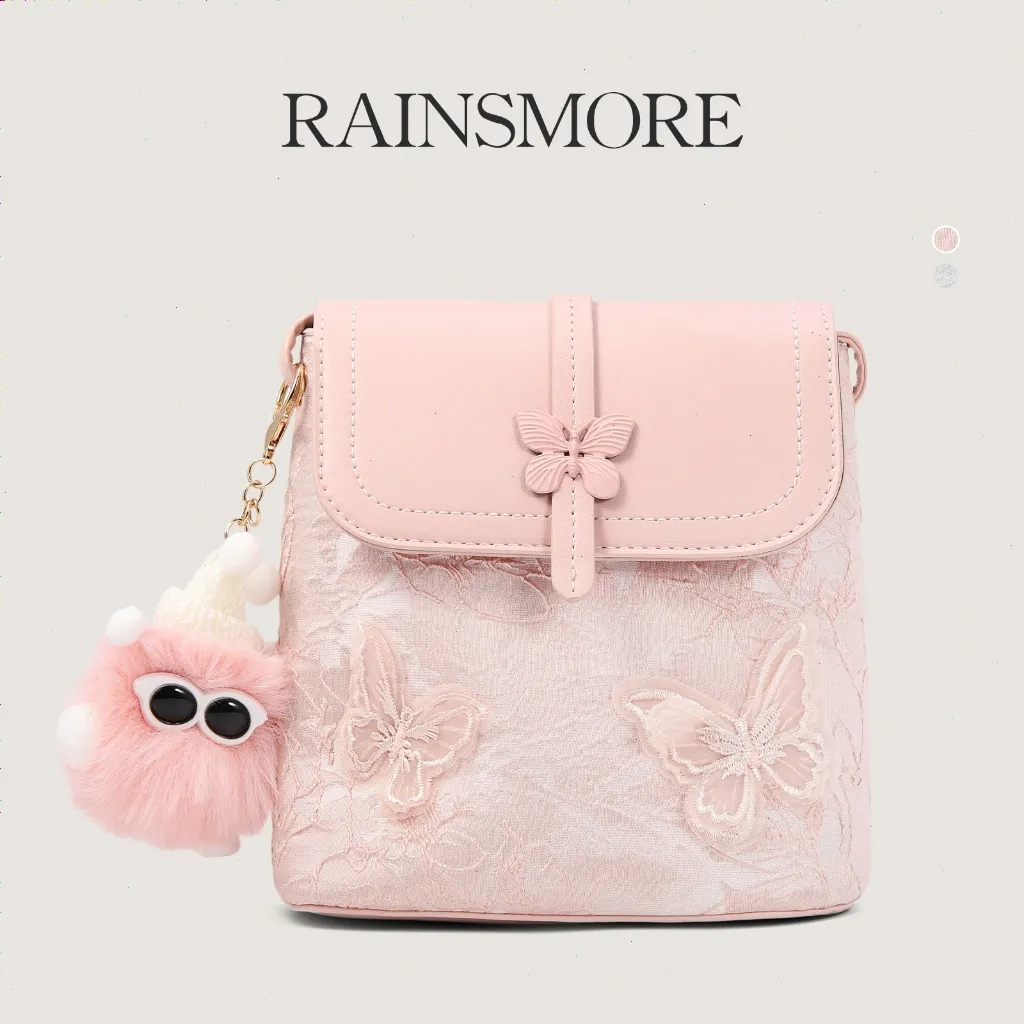 RAINSMORE Tas Wanita Trendy Bucket Bag - Desain Kecil Eksklusif Renda, Tas Mini Serbaguna untuk Gaya Santai & Elegan