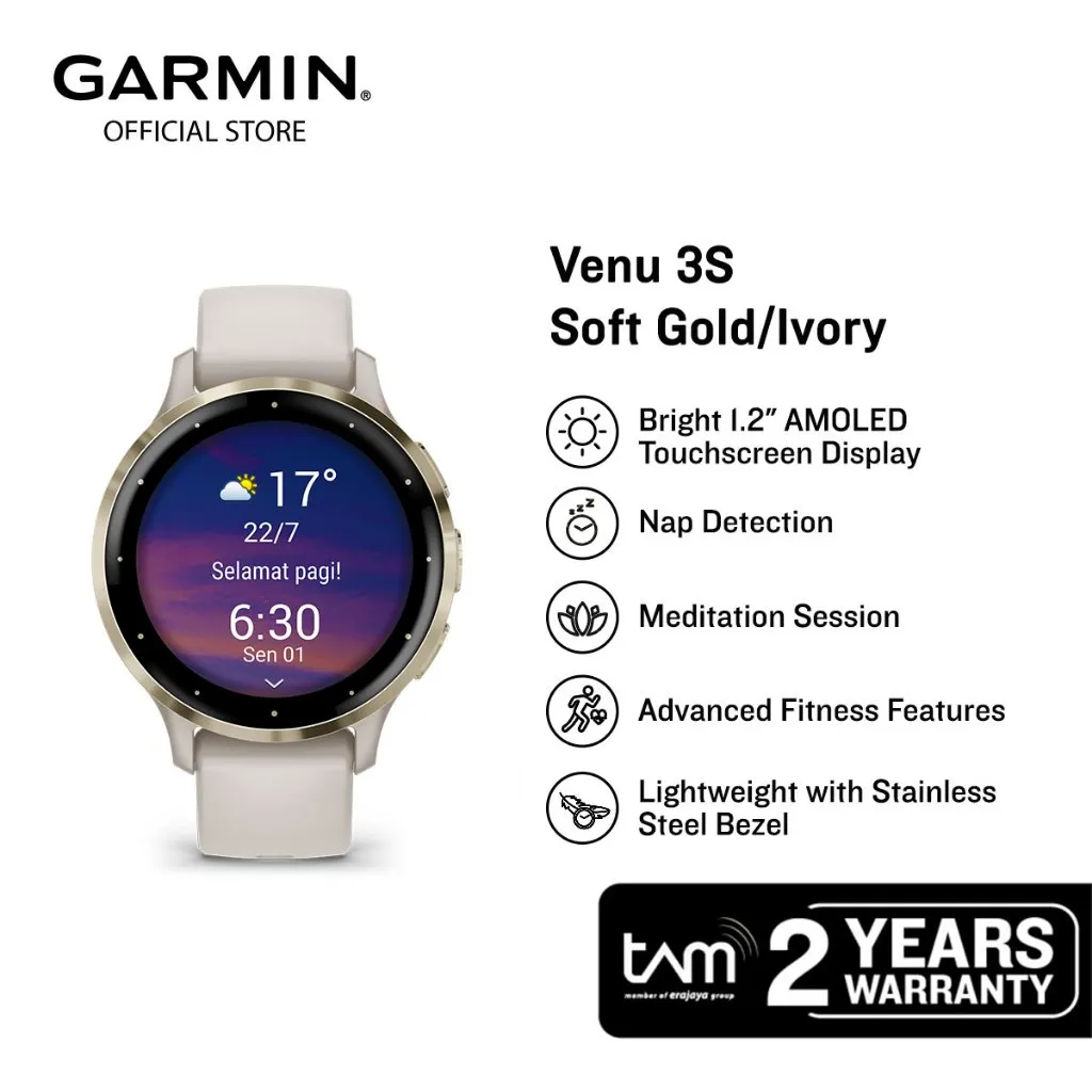 Garmin Venu 3S - Soft Gold/Ivory