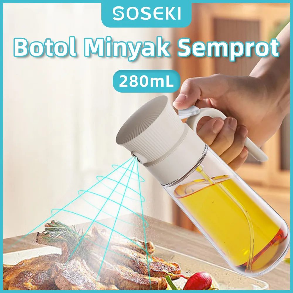 SOSEKI Botol Minyak Semprot Goreng, 280ml Kaca Tempat Minyak