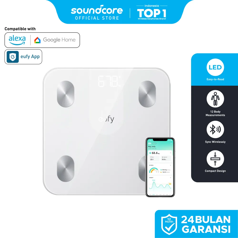 eufy Weighing Scales for Body Weight, Digital Bathroom Scales with Bluetooth, Body Fat Scales, 12 Measurements, Weight/Body Fat/BMI, Fitness Body Composition Analysis, Black, lbs/kg, Smart Scale A1 - T9120