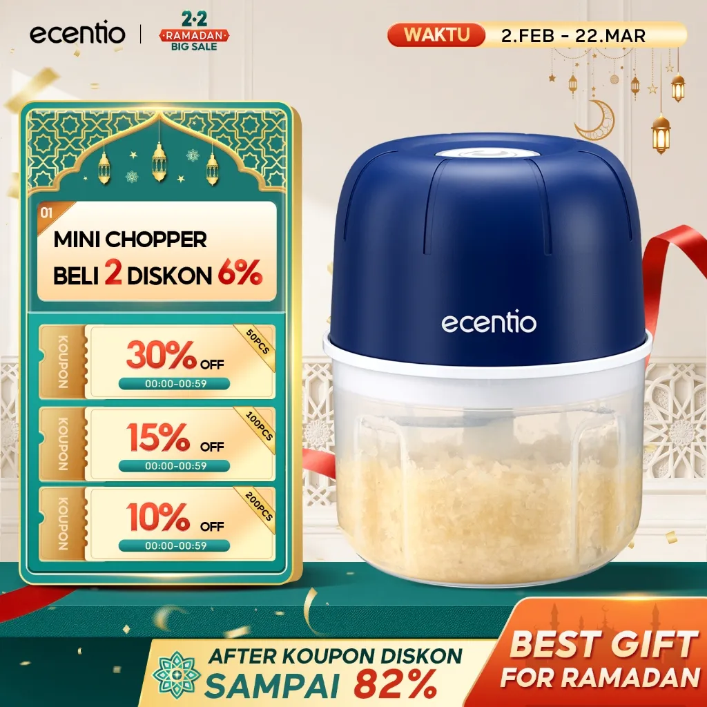 ecentio chopper mini blender chopper coper daging dan bumbu blender bumbu dapur blender portable 250ml 6 Pisau peralatan dapur blender mini blender mpasi bayi food processor