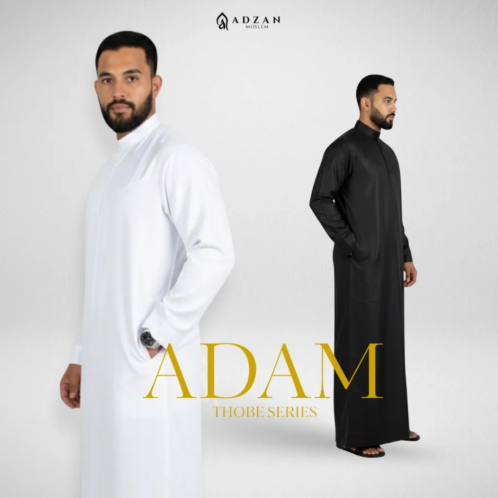 Adzan Moslem - Jubah Gamis Pria Adam Thobe Slimfit Pria Warna Putih