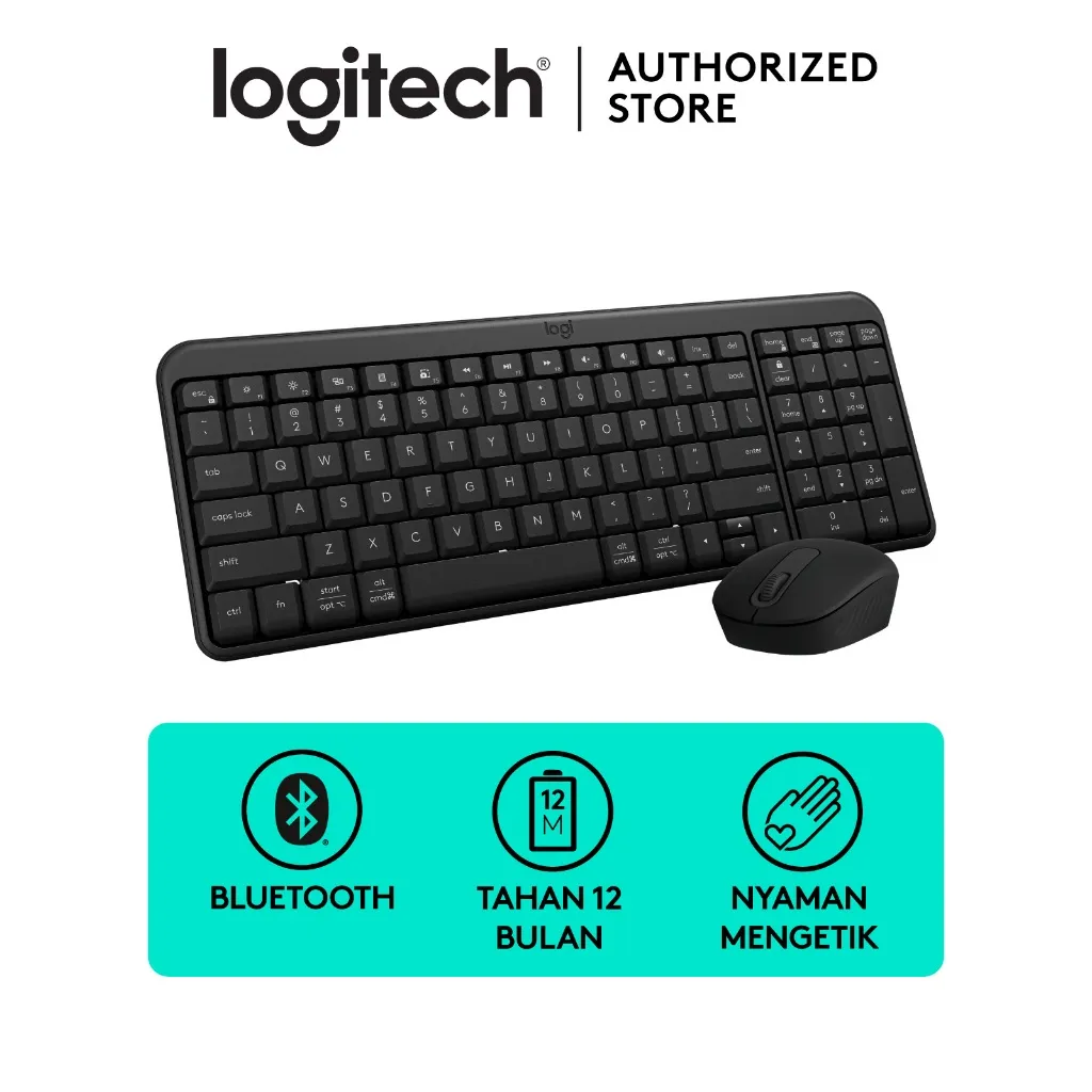 Logitech MK251 Combo Mouse dan Keyboard Wireless Bluetooth, Konektivitas yang Cepat & Mudah, Mouse Ambidekstrus, Produk Tahan Lama - Windows/MacOS