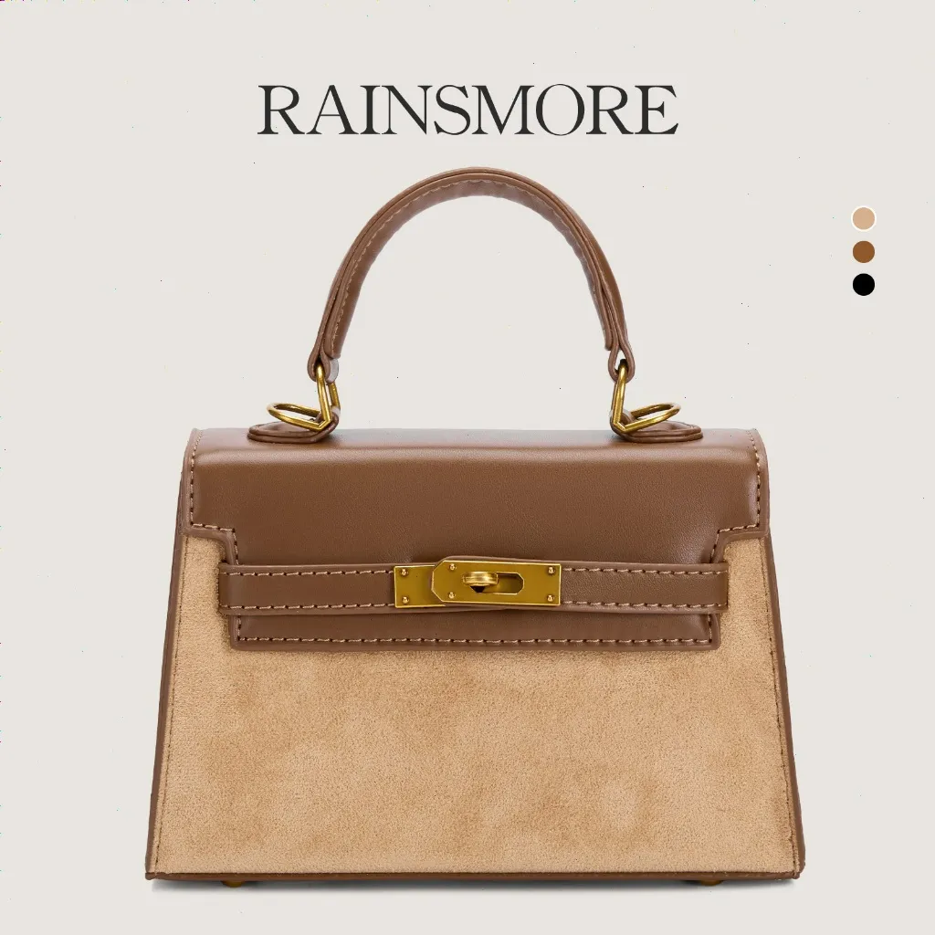 RAINSMORE Seri Tas Platinum Vintage: Desain Tas Tangan Berkelas, Tas Kotak Serba Cocok untuk Diselempangkan