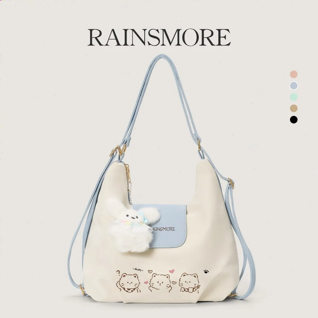 RAINSMORE Tas Ransel Fashion Terbaru, Gaya INS, Kapasitas Besar, Multifungsi: Ransel & Tote, Kasual dan Stylish