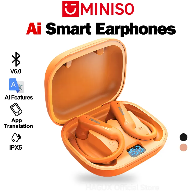 MINISO MS215 Headset terjemahan AI True Wireless Bluetooth V6.0 In Ear earphone TWS earhook Tampilan baterai tws sport headset olahraga earphone sport IPX5 Daya tahan baterai super lama 48 jam earbuds HIFI stereo sound