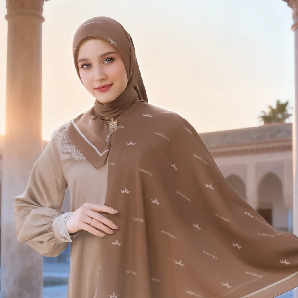 MANDJHA All Scarf Motif Monogram By IVAN GUNAWAN - Jilbab Hijab Segi Empat Motif ORIGINAL MANDJHA