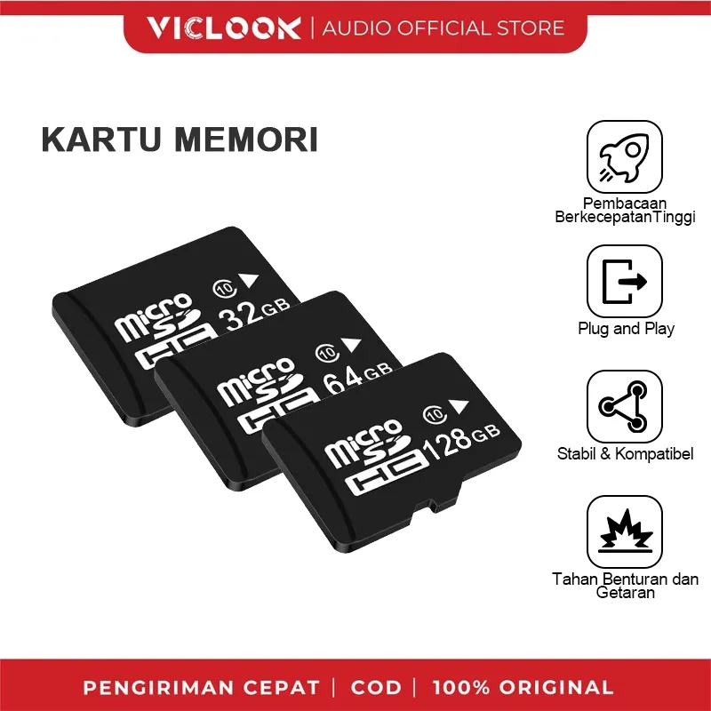 VICLOOK Kartu Memori  Micro SD 32GB / 64GB / 128GB High-Speed Transmission