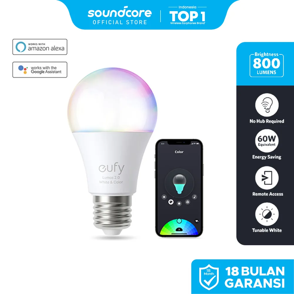 Eufy By Anker Lumos Smart Bulb 2.0 Tunable White Soft White To Daylight 9W - T1018