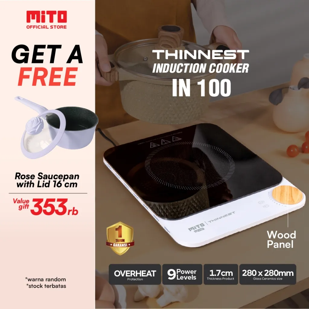 MITO Kompor Induksi Super Tipis Induction Cooker IN100 - White / Black