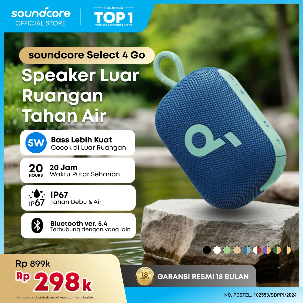 Soundcore by Anker Select 4 Go Wireless Speaker Bluetooth 5.4 Waterproof and Dustproof IP67 Portable Speaker Up to 20 Hours of Playtime - A31X1