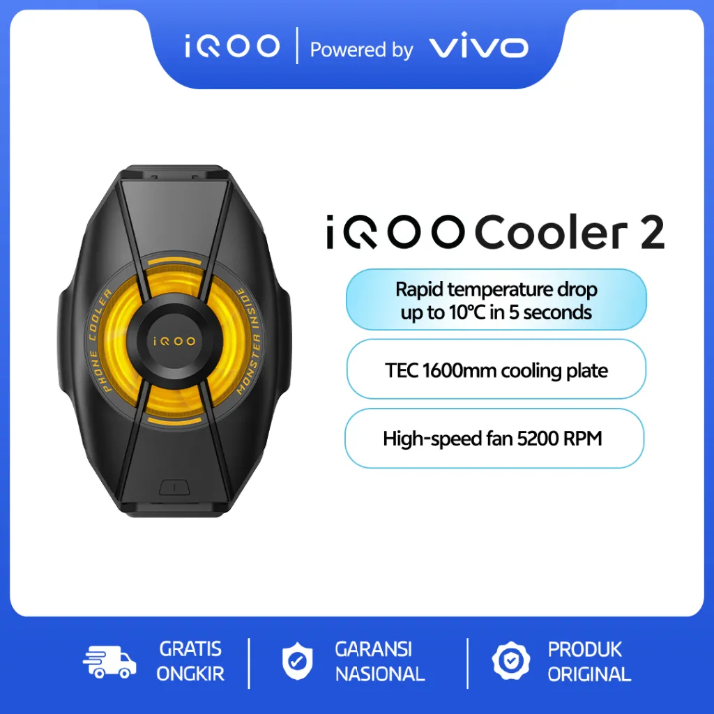 iQOO Cooler 2 iRA2423 Black Rapid temperature Drop, High-Speed fan 5200 RPM
