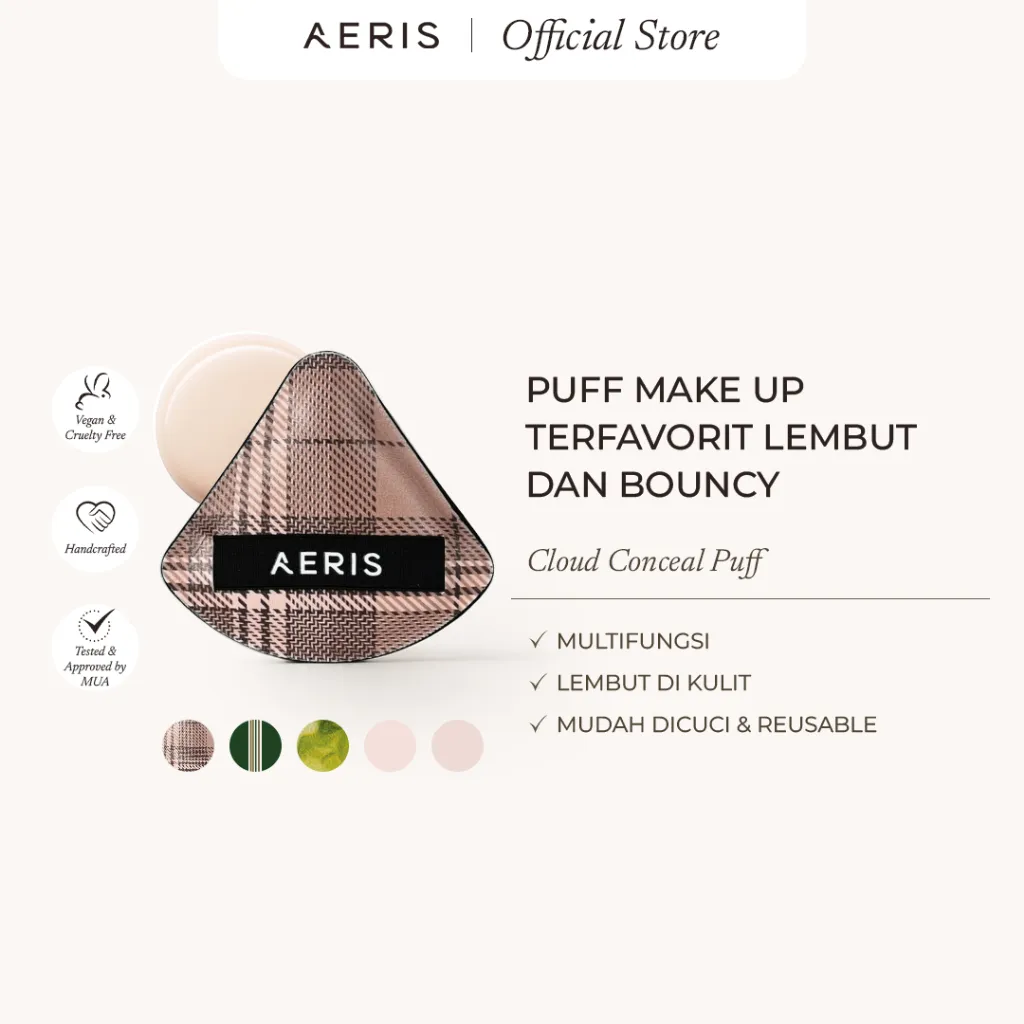 Aeris Beauté Cloud Conceal Puff | Spons Make Up Lucu Cute Segitiga Tebal Multifungsi untuk Cushion Foundation Concealer