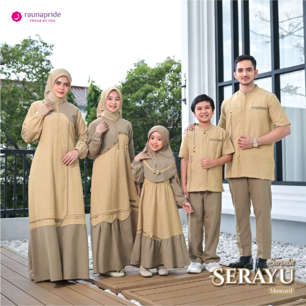 Rauna Pride - Baju Keluarga Muslim - Sarimbit Serayu Mustard