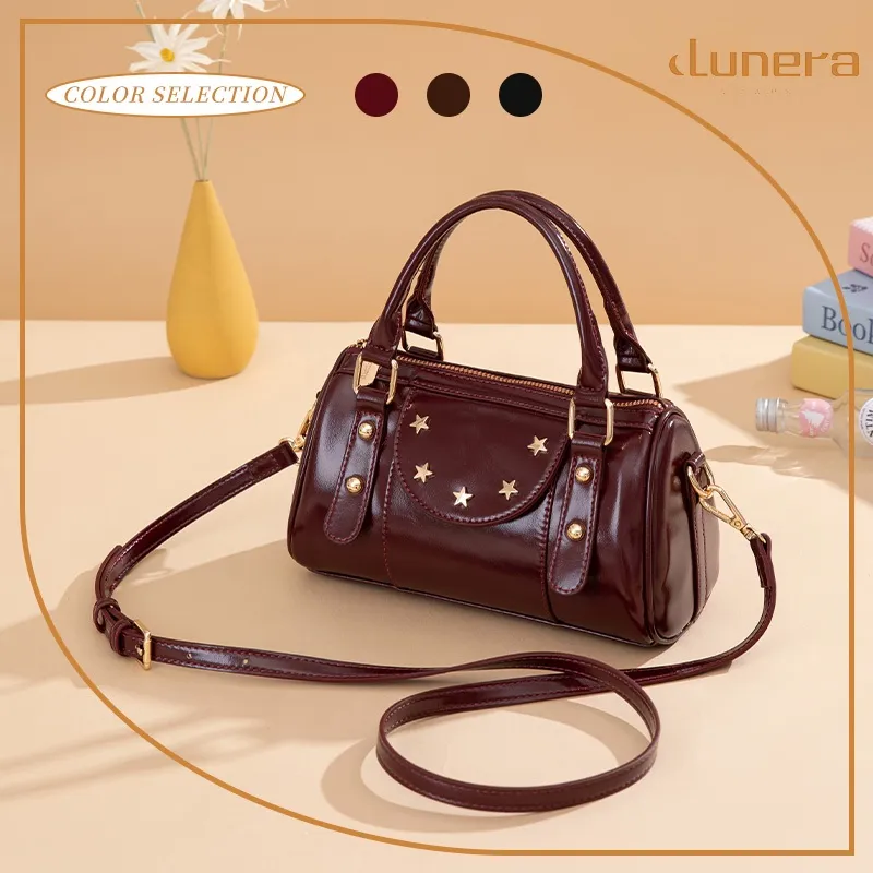 LUNERA Tas Selempang Wanita Glam Noir SlingBag ShoulderBag Bentuk Unik Bantal Kapasitas Besar Kulit
