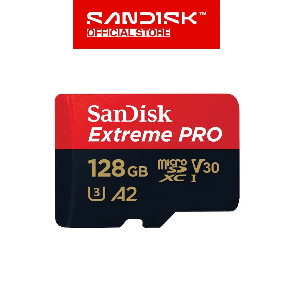 SANDISK microSDXC Extreme Pro 128GB Class 10 UHS-I A2 V30 U3 4K UHD Action Cam / Drone (Up to 200MB/s)