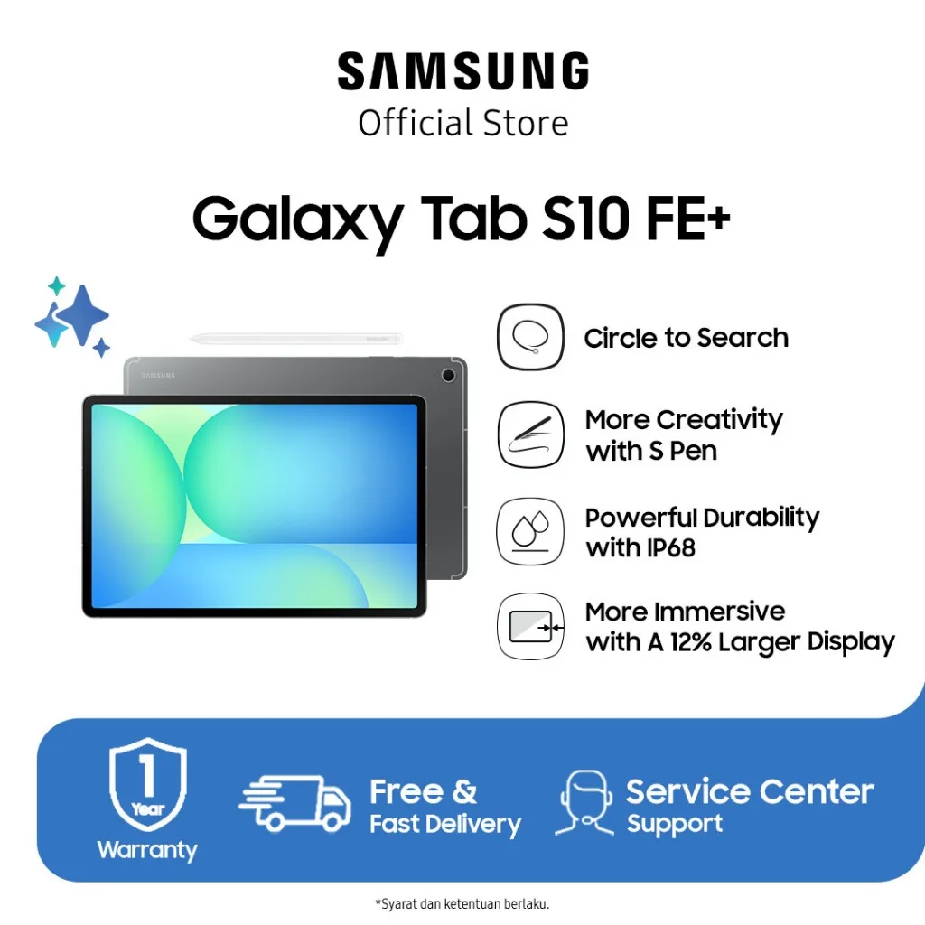 Samsung Galaxy Tab S10 FE+ 12GB/256GB - Gray | Tablet AI | Galaxy AI | Layar besar