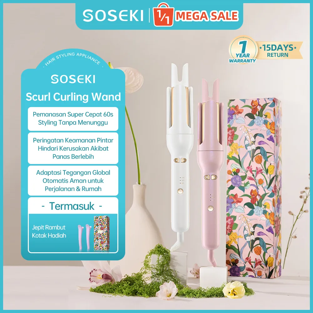 Automatic Curling Wand | 32MM Catokan Keriting Otomatis | 2 Miliar Ion Negatif 32mm | Low Watt 42 watt