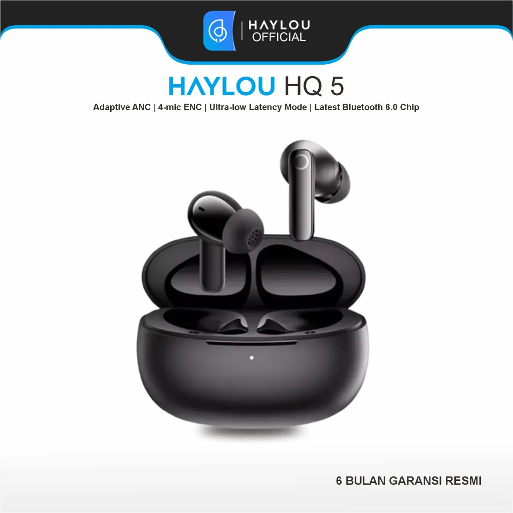 Haylou HQ5 Earphone headset ANC Adaptif dengan 4 Mikrofon ENC & Bluetooth 6.0