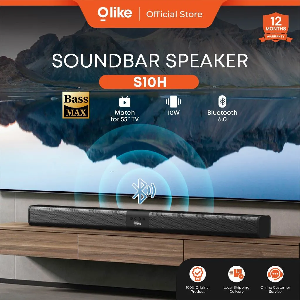 Olike Speaker TV Soundbar S10H Home Theater 10W Subwoofer Bass Max Technology Immersive Sound
