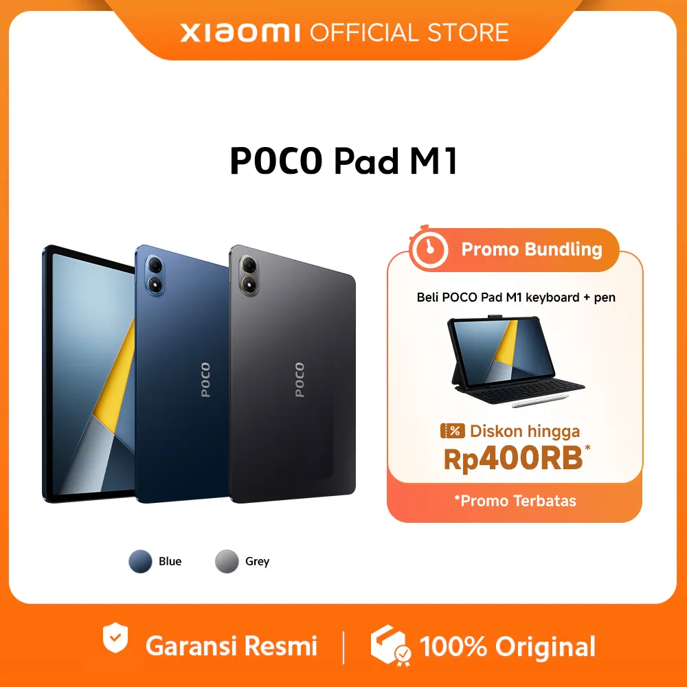 POCO Pad M1 (8GB/256GB) | Layar jernih 12.1" 2.5K  | Snapdragon® 7s Gen 4 | Baterai jumbo 12000mAh (typ) | Quad speaker dengan Dolby Atmos® [Official Store]