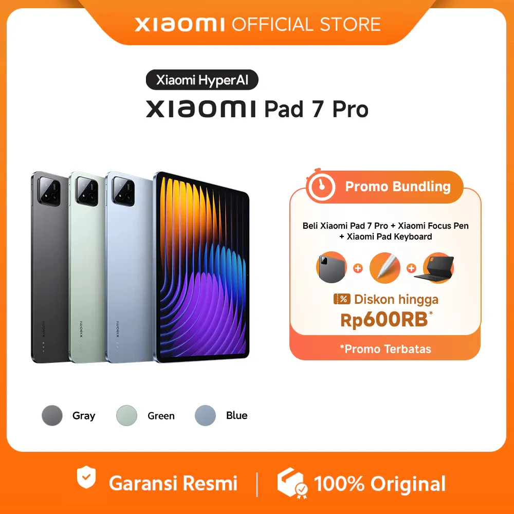 Xiaomi Pad 7 Pro (12/512GB) | Snapdragon 8S Gen 3 | Layar 11.2 3.2K 144Hz Dolby Vision Atmos | Ultra-thin & lightweight | Xiaomi HyperAI [Official Store]