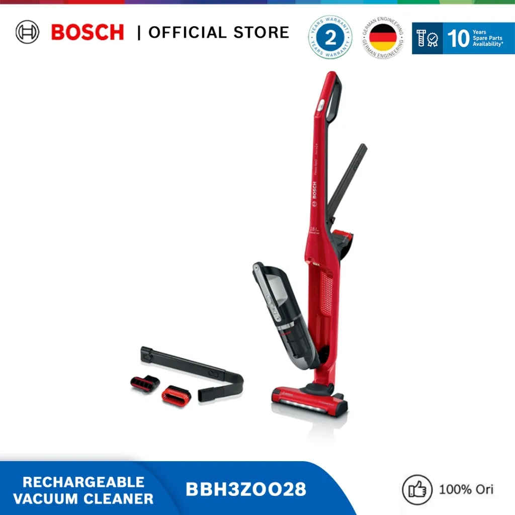 [Ecommerce Exclusive] Bosch BCH3K2301 BBH3ZOO28 Rechargeable Vacuum Cleaner Flexxo Gen2 | Silver & Red